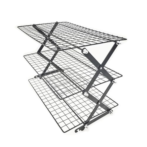 PrecisionAuto Collapsible Cooling Rack, Multi-Tier Heavy-Duty Carbon Steel, Space-Saving for Oven, Kitchen, Grill, Black by PrecisionAuto - Used condition - US$28.49