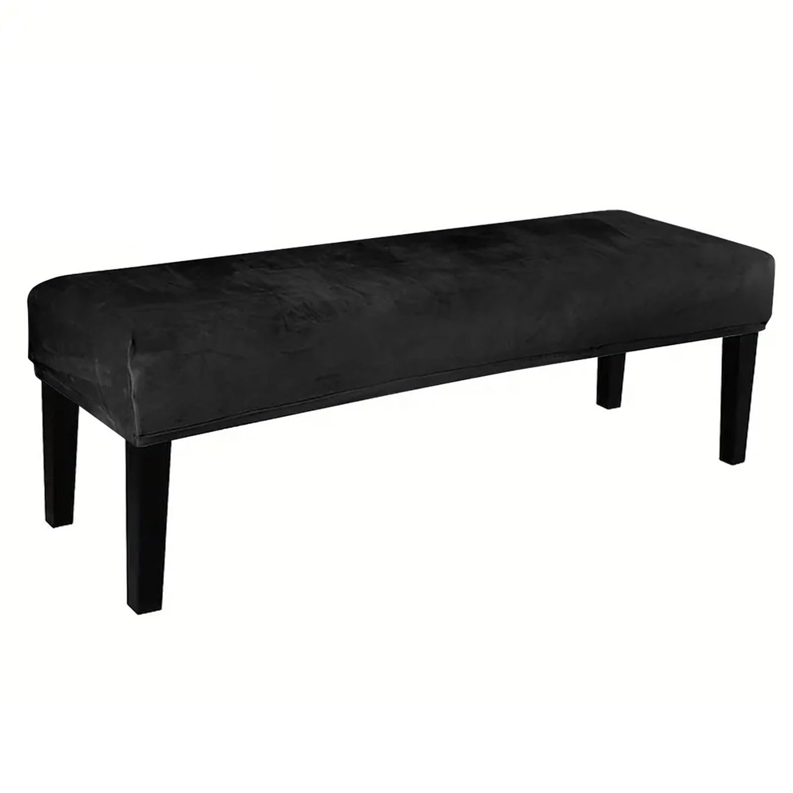 ZRCYXDW Dining Bench Cover, Soft Velvet Bench Slipcover Stretch Washable Bench Seat Protector Cover Thicken Rectangle Bench Covers For Dining Room-Black-Large