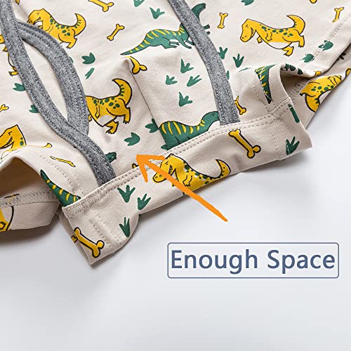 Egaivtya 5-Pack Boys Boxer Briefs Toddler Cotton Underwear Shorts Car Dinosaur Cartoon Soft Underpants,Dinosaur,6-7T #TOP2