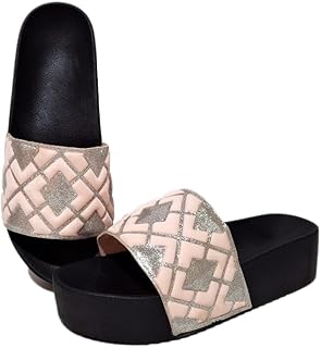 شبشب منزلي أنيق 4 مزين بستراس بنعل طبي عالي للنساء.