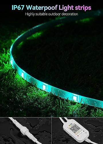 Skzlibry 156FT RGB+IC Outdoor Led Strip Lights Waterproof Led Light Strips with RF Remote &Bluetooth Music Sync App Control,Long Color Changing LED Rope Lights,RGB+IC Continuous Outside Lights