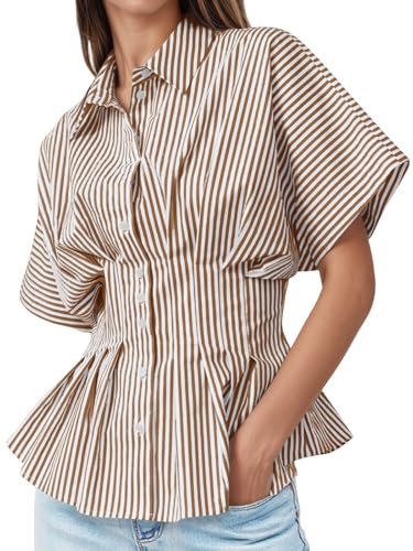 Chemise plissée à manches courtes idéale pour un look de bureau élégant