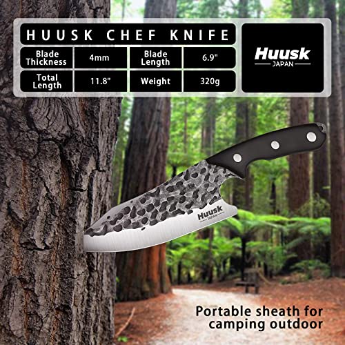 Huusk Chef Knife With Sheath Viking Knife Forged From High Carbon Steel Boning Knife For Meat Cutting Full Tang Butcher Knife Outdoor Cooking Knife For Kitchen Or Camping Thanksgiving Gift #TOP1