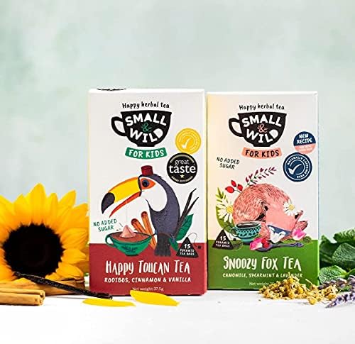 Small & Wild  herbal and fruit tea set - fantastic for kids (and grown ups) - biodegradable pyramid teas bags (60) - delicious iced or warm - caffeine free  vegan  plastic free - great gift