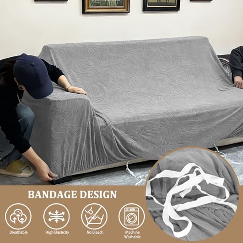 Bocguy Sofa Überzug, Couchbezug L/U Form, Sofaüberzug Ecksofa, Universal Sofa Überwürfe, Stretch Couch Cover mit Schaumstoffstab und 1 Kissenbezug für 1/2/3/4 Sitzer(L-förmiges Ecksofa Erfordert Zwei)