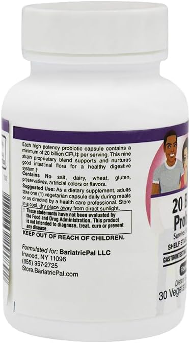 Miniatura 4 de BariatricPal Cápsulas probióticas de salud gastrointestinal e inmune de 20 mil millones de UFC (30 unidades)