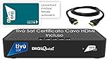 Ricevitore HD Tivù sat Decoder digitale satellitare ad Alta Definizione HD Tivùsat Certificato, Tessera Tivusat HD inclusa, Uscite HDMI e SCART, anche per camper e barche, Cavo HDMI in DOTAZIONE