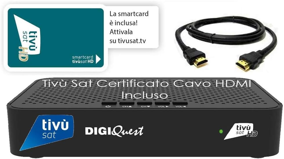Ricevitore HD Tivù sat Decoder digitale satellitare ad Alta Definizione HD Tivùsat Certificato,...