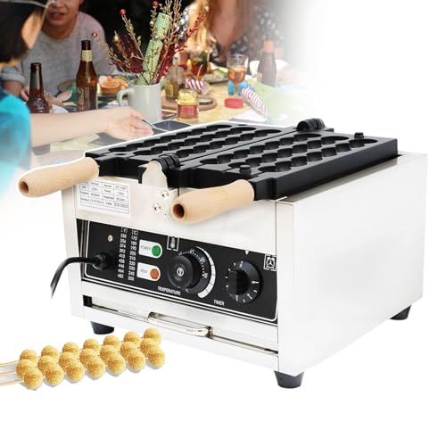 Máquina Para Hacer Gofres Con Esferas De 1500 W, Máquina Para Hacer Brochetas Para Gofres, Con Perilla De Control De Temperatura Y Perilla De Sincronización/Mango De Madera Antiescaldaduras
