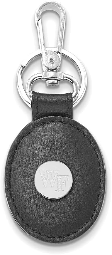 LogoArt SS Wake Forest University Black Leather Oval Key Chain