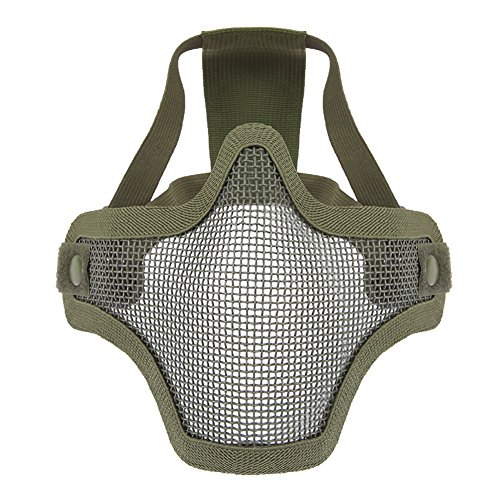 CHIC-CHIC Tactical Airsoft Paintball CS Mesh Metal Half Face Mask Protective Guard (Army green)