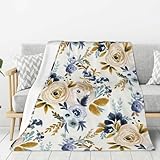 Blumenblau Senf,Überwurfdecke, warme Flanell-Plüsch-Sofadecke als Bettlaken für das Schlafzimmer,40