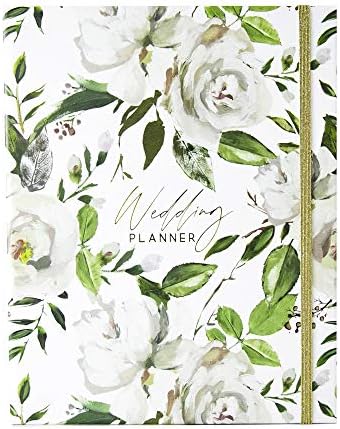 Wedding Planner Book and Organizer for Brides with Gift Box | Engagement Gift for Couples | Hardcover Bridal Planning Journal Notebook | White & Flowers