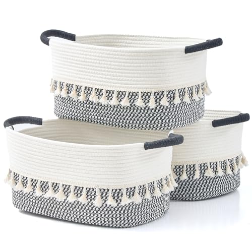 BUBUSUN Storage Bins Woven Baskets for Storage Set of 3,