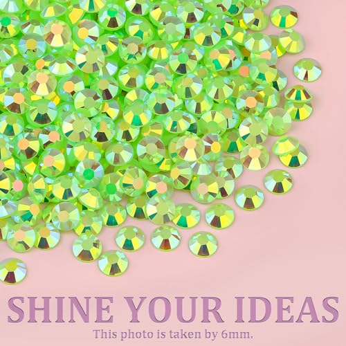Image of Resin Jelly Rhinestones for Crafting with B7000 Jewelry Glue, 1 Box Fluorescent Green AB Flatback Crystal with 3Pcs 10ml Glue, Bedazzling Non Hotfix Gems for DIY Tumblers Clothing Shoes Manicure