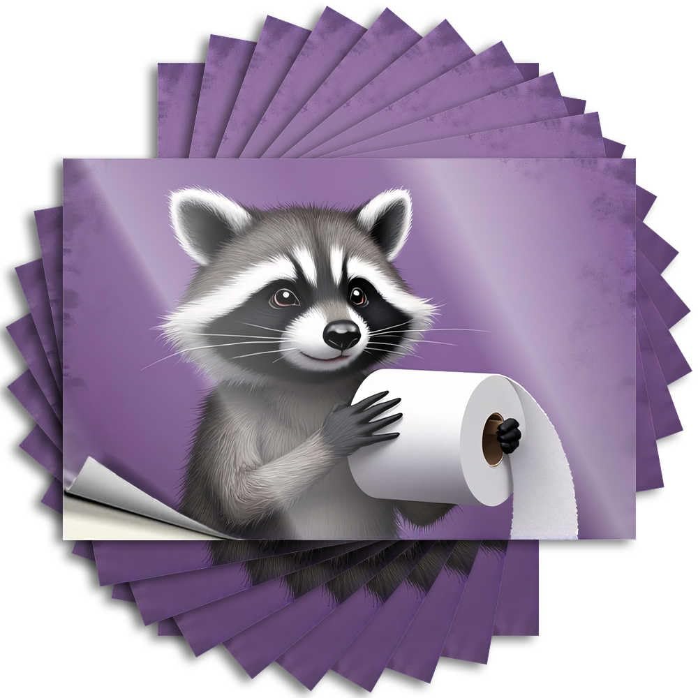 Fzfn Colour Lettering Sticker Plush Outside Decorations For Porch Bottle Raccoon Holding Toilet Paper Roll - No Residue Decals For Mold(6X9cm)