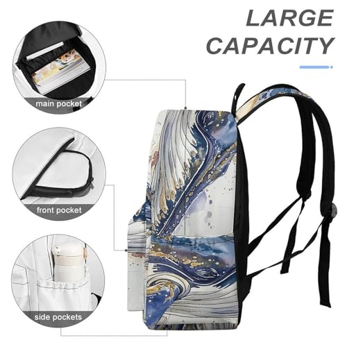 A Picture of A Whale Printed Backpack Water-Resistant Pack Stylish Bag Lightweight Travel Backpack4