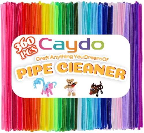 Caydo 360 Pieces Pipe Cleaners 40 Assorted Colored Chenille Stems