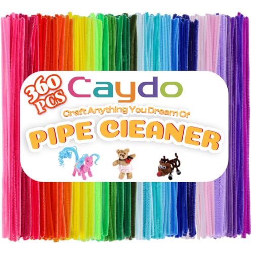 Caydo 360 Pieces Pipe Cleaners 40 Assorted Colored Chenille Stems