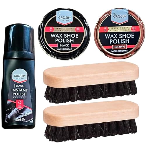 Black & Brown Wax Shoe Polish 50ML & 100ML With 2 Brushes, Instant Shine, Water Resistant, Extra Shiny Polish for Leather Shoes