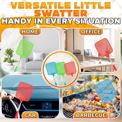3-Pack Telescopic Fly Swatter Set – Durable and Lightweight Extendable Fly Swatter for Indoors and Outdoors, 3.1 x 3.9 Flexible Head, Non-Slip Ergonomic Rubber Handle, Compact Design for Easy Storage