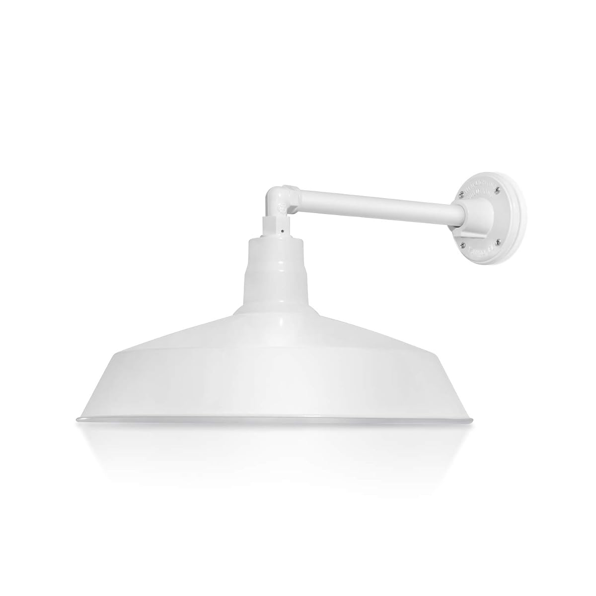 17in. White Finish Outdoor Gooseneck Barn Light Fixture with 13in. Long