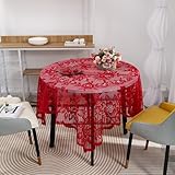 Notre nappe est en Polyester Calefee Nappe Ronde 150cm Diamètre, Nappe en Polyester Lavable Dentelle Brodée Florale Nappe Decoration Table Anti Tache