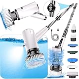 Water Spray Electric Spin Scrubber, Upgrade Electric Spin Cordless Tub and Tile Scrubber with Remote Control IPX7 Waterproof Power Spin Scrubbers for Cleaning Bathroom, Floor, Car