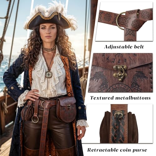 Sac banane viking marron pour ranger vos objets en cosplay pirate médiéval sans sac moderne