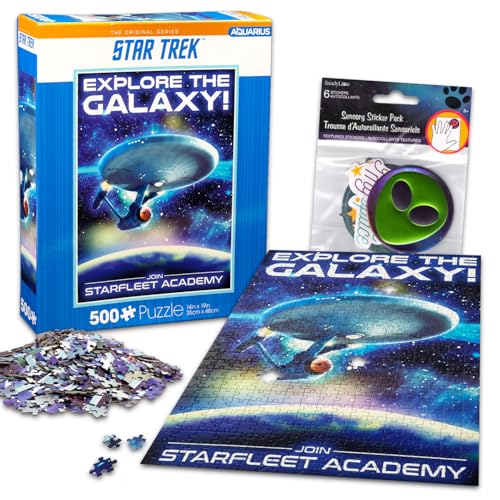 Star Trek Jigsaw Puzzle Activity Set - Bundle with 500 Piece USS Enterprise Jigsaw Plus Stickers | Star Trek Starfleet Academy Puzzle for Teens,...