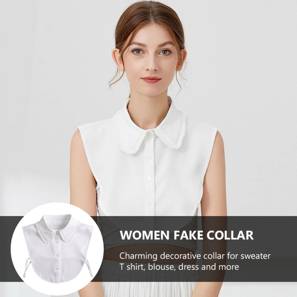 SOIMISS White Dickie Collar Shirt Scarves Fake Collar Detachable Chiffon  Ruffle Half- shirt Blouse Faux Collars for Women Girls Faux Shirt Collar ...