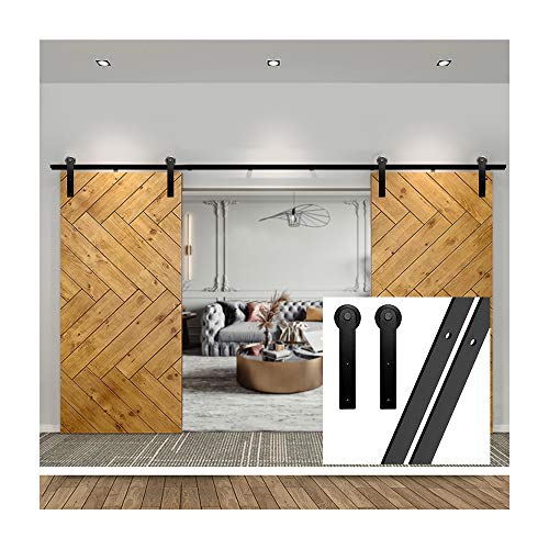 GIFSIN 13.6FT/413cm Scheunentor Kit Schiebetürbeschlag Kit Schiebetür Kit für Doppeltür,I-förmiger Kleiderbügel Cover