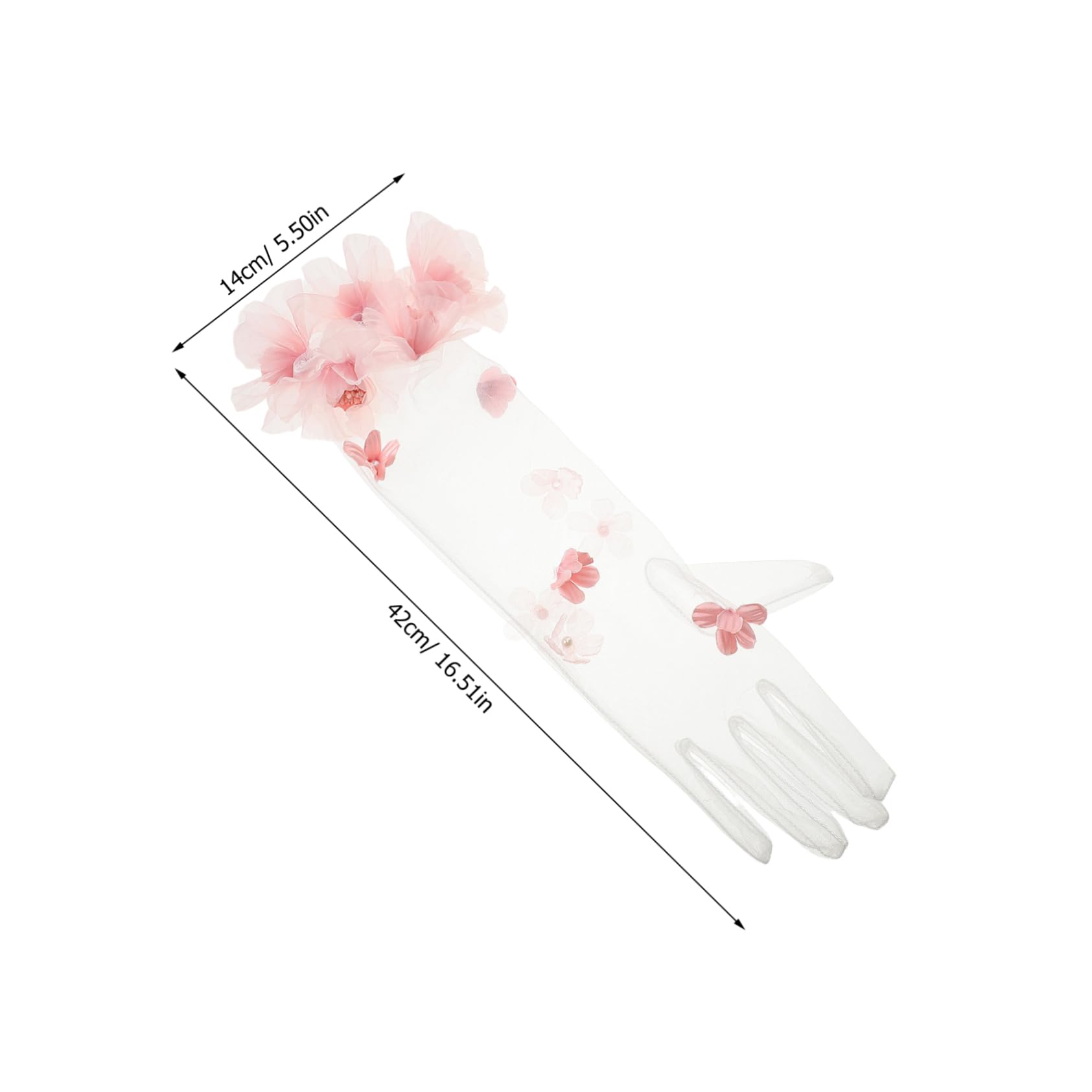 Guantes de Boda Largos de Tul Transparente para Novia Fiestas de Té y Actuaciones Escenario Color Rosa