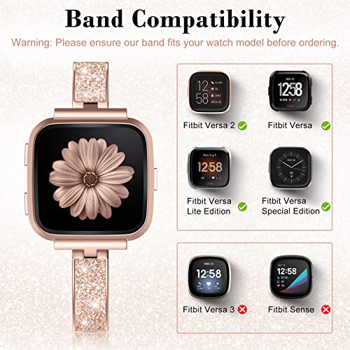 Pulseira estilosa TOYOUTHS Compatível com Fitbit Versa/Versa 2 Pulseiras Femininas de Reposição de P