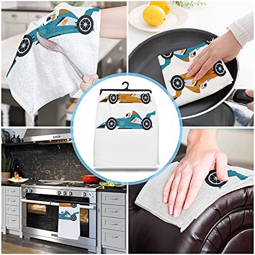 Fandim Fly Super Absorbent Kitchen Hand Dish Cloths Cartonn Race Car Quick Dry Kitchen Towel With Hanging Loop - 28X18 Inch #TOP3