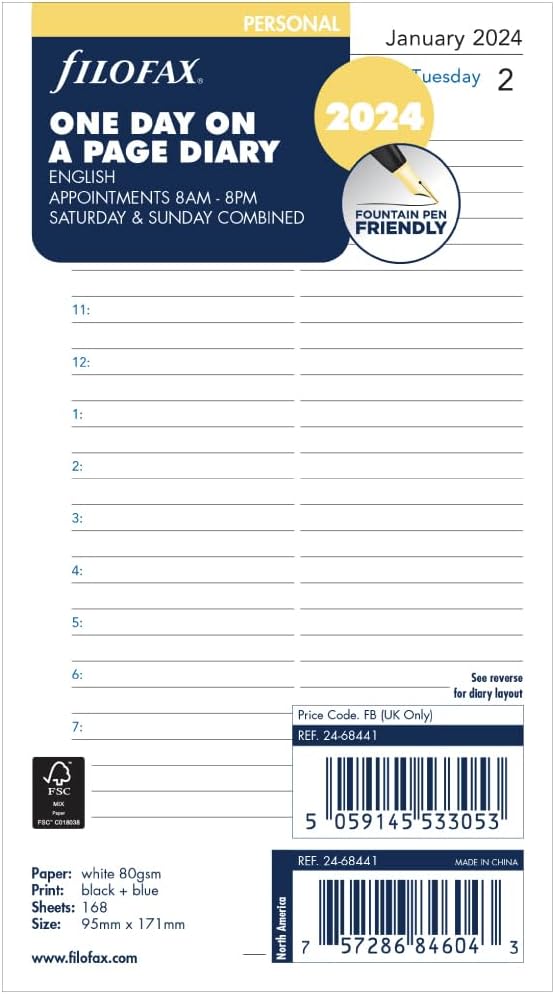 Filofax2024 Classic Day per Page with appointments - Personal