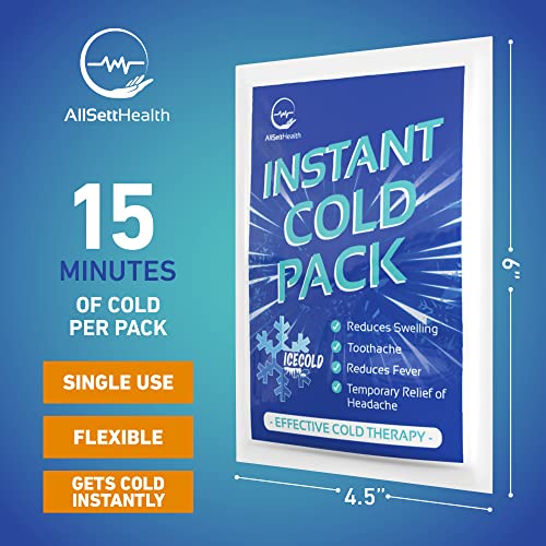 50 Packs - Instant Cold Pack - Disposable Instant Ice Packs For Injuries | Cold Compress Ice Pack For Pain Relief, Swelling, First Aid, Toothache, Perineal Ice Packs For Postpartum, 6 X 4.5 In #TOP1