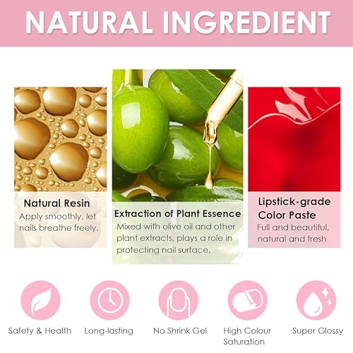 6 PCS Nagellack Set - Schnell trocknend & Langanhaltend Red Shimmer Nagellack - Ungiftiger Farblack auf Wasserbasis, Non-Toxic Water Based Nail Polish für DIY Salon Geschenk für Maniküre (BuntA)