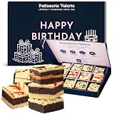 Patisserie Valerie Happy Birthday Luxury Brownie Selection Box (12 Brownies) – Strawberry Shortcake, Salted Caramel & Triple Chocolate – Birthday Gift