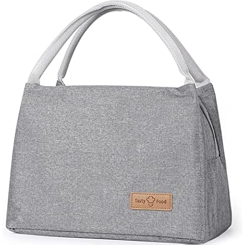 Lunch Bag for Women Men, WantGor Reusable Large Lunch Tote Bag Box for Work, School, Picnic or Travel (Grey) Cover