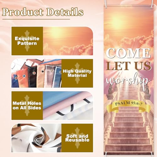4Pcs Church Banners With Scripture Church Banners for Sanctuary Wall Worship Welcome and Holiday Religious Hanging Backdrop Stairway to Heaven Christian Porch Signs Decors for Churches School by party greeting - Image 3