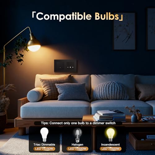 BSEED Smart Lichtschalter mit WiFi Dimmer Schalter, LED Dimmschalter Unterputz, Kompatibel mit Alexa&Google Home, PC Rahmen, Smarte Zeitpl&auml;ne, 4 Fach 1 Weg, Schwarz(Neutralleiter Erforderlich)