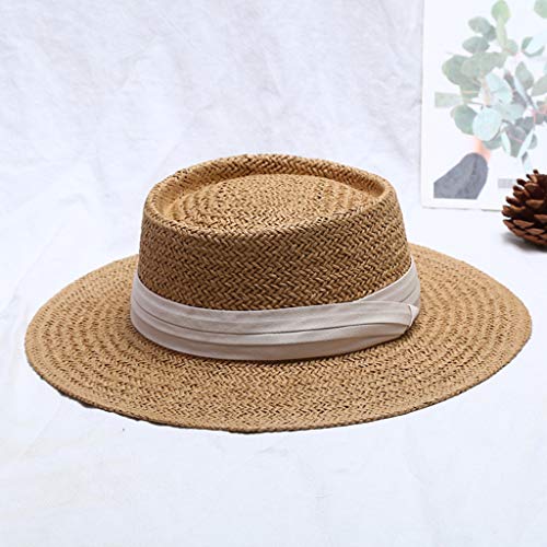 F Fityle Chapéu De Palha Das Mulheres Verão Praia Boater Chapéu De Sol Chapéu Dobrável Fedora Viagem