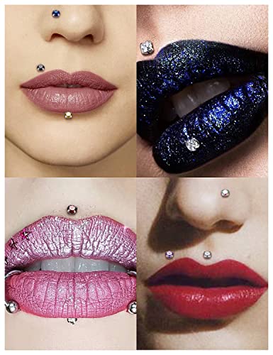 16G Internal Thread Flat Back Earrings Nose Studs 316L Surgical Steel Medusa Labret Monroe Lip Ring Tragus Forward Helix Conch Cartilage Lobe Earrings Stud Piercing Jewelry For Women Men4