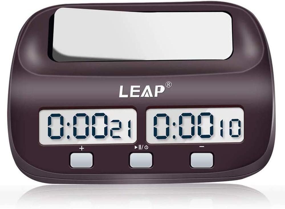 LEAP Chess Clock Digital Chess Timer Professional for Board Games Timer with Alarm Function (Official Store) Brown