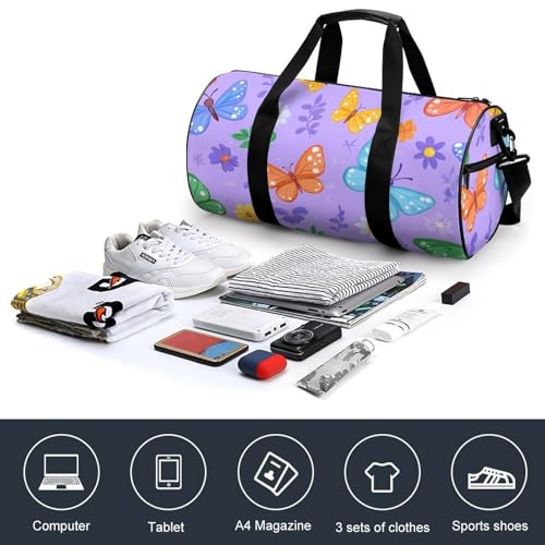 Butterflies Sports Gym Bag Travel Duffel Workout Bag with Adjustable Strap4