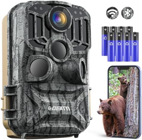 DEATTI Wildkamera mit Handyübertragung APP, 4K 48MP HD WLAN Bluetooth Wildkamera mit Beweg...