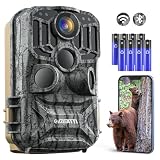 DEATTI Fototrappola WIFI 4K 48MP e 8 batterie AA Fotocamera Velocità di Trigger 0,1S, Fototrappole Caccia Visione Notturna Impermeabile IP66 (Senza Scheda SD 32GB)