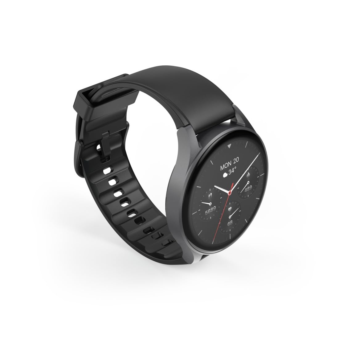 Hama Montre connectée GPS Intégré 8900" (Montre Sport, écran AMOLED 1,43", Fonction Prise d’appels, contrôle Vocal Alexa, altimètre barométrique, IP68), Noire