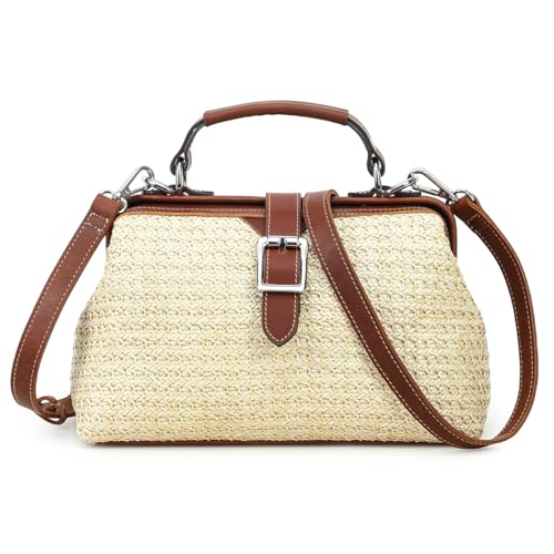 Image of CONTACTS Full Grain Leather Doctor Purse Bag for Women Top Handle Bag Vintage Handbag Shoulder Bag